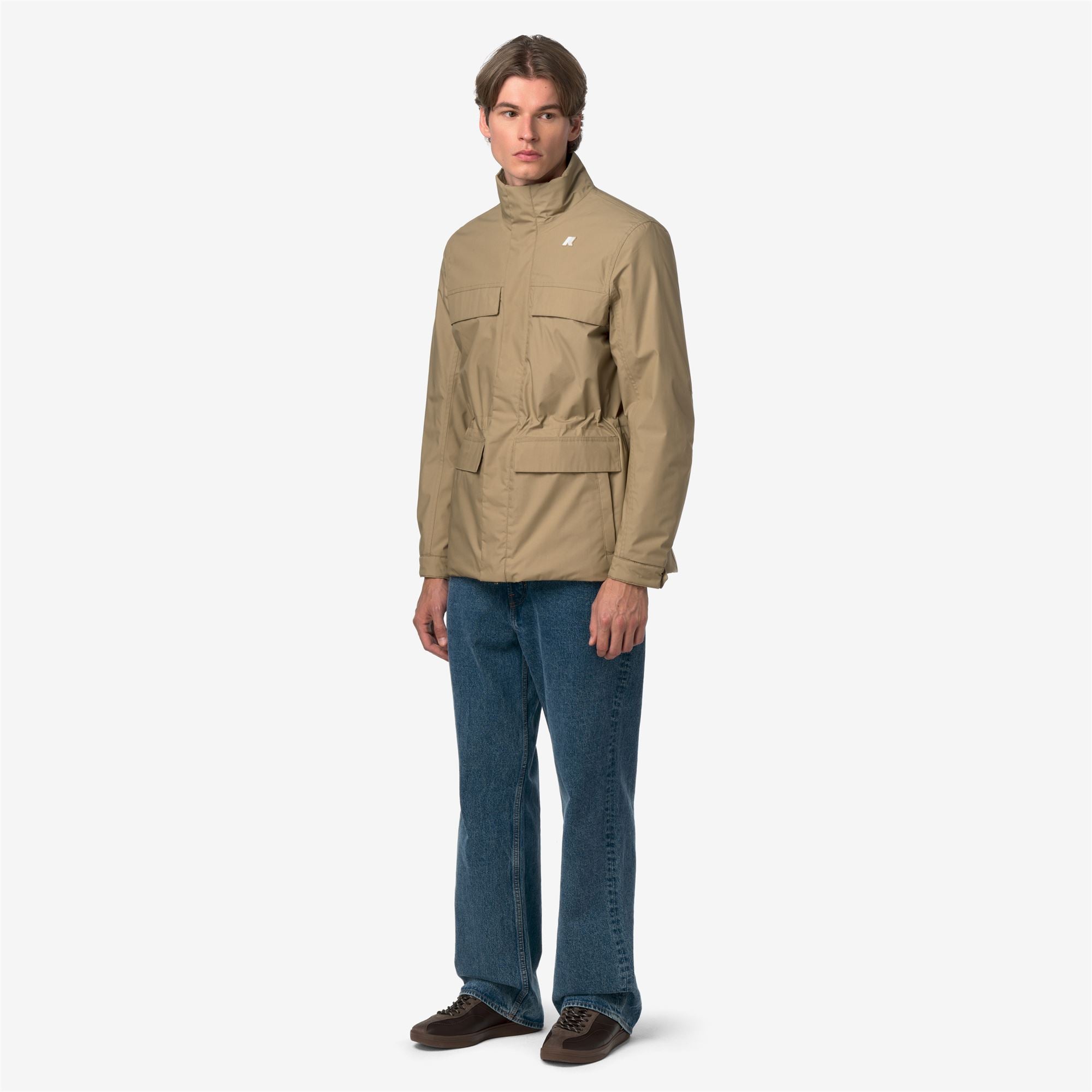 k-way-manuene-warm-micro-canvas-veste-milieu-homme-beige-khaki image 4