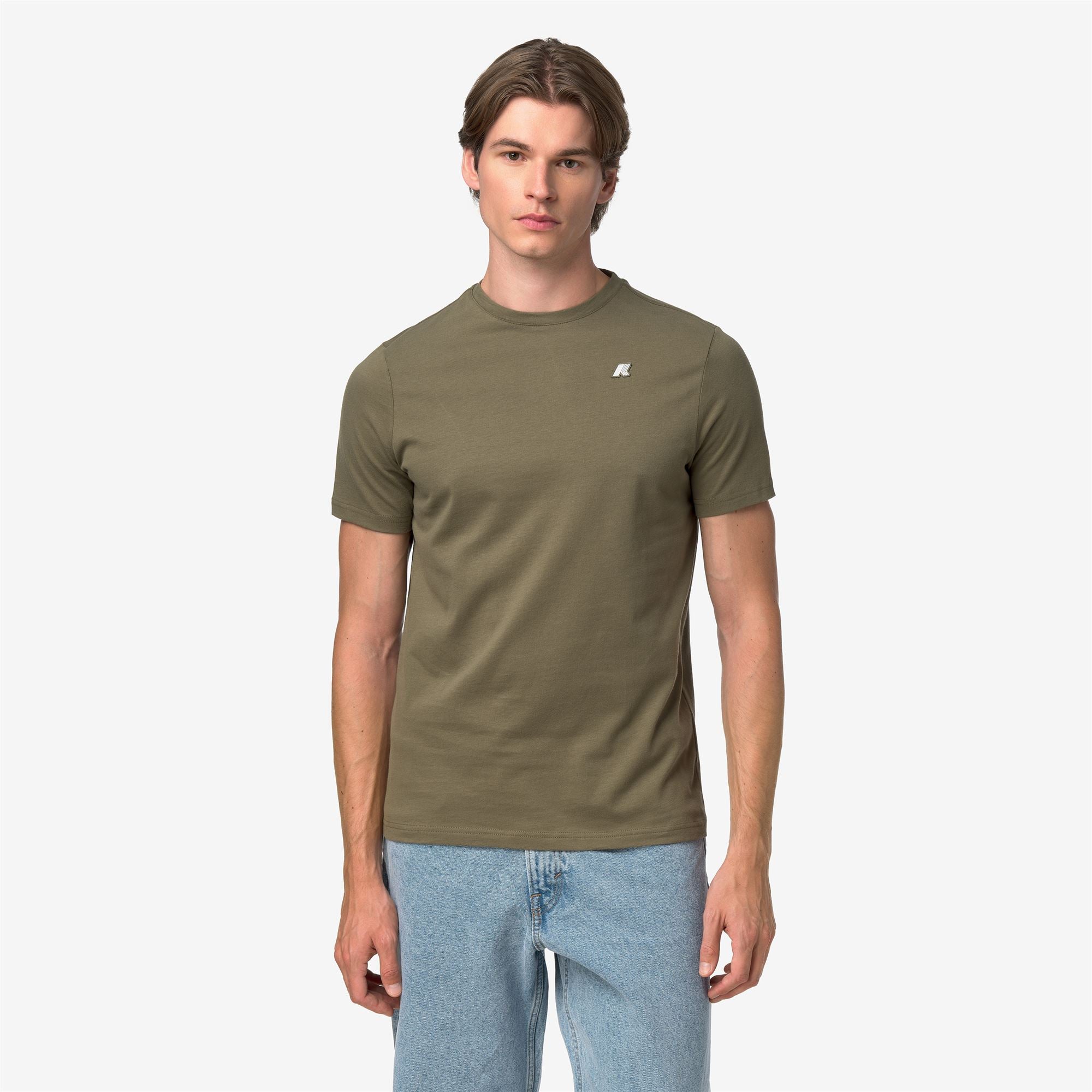 k-way-odom-jersey-peach-t-shirt-homme-green-army image 1