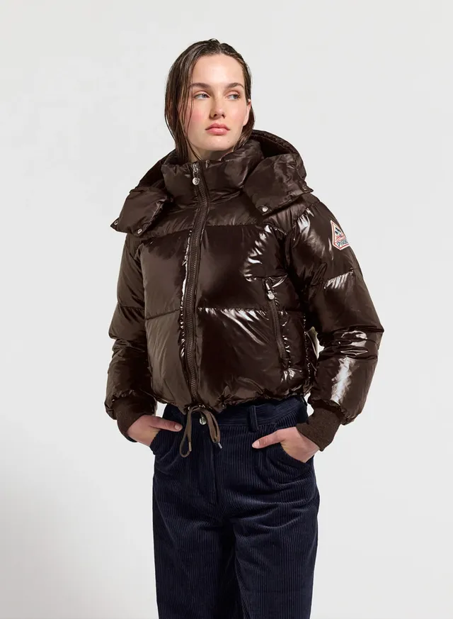pyrenex-altic-doudoune-courte-capuche-femme-marron-fonc image 1