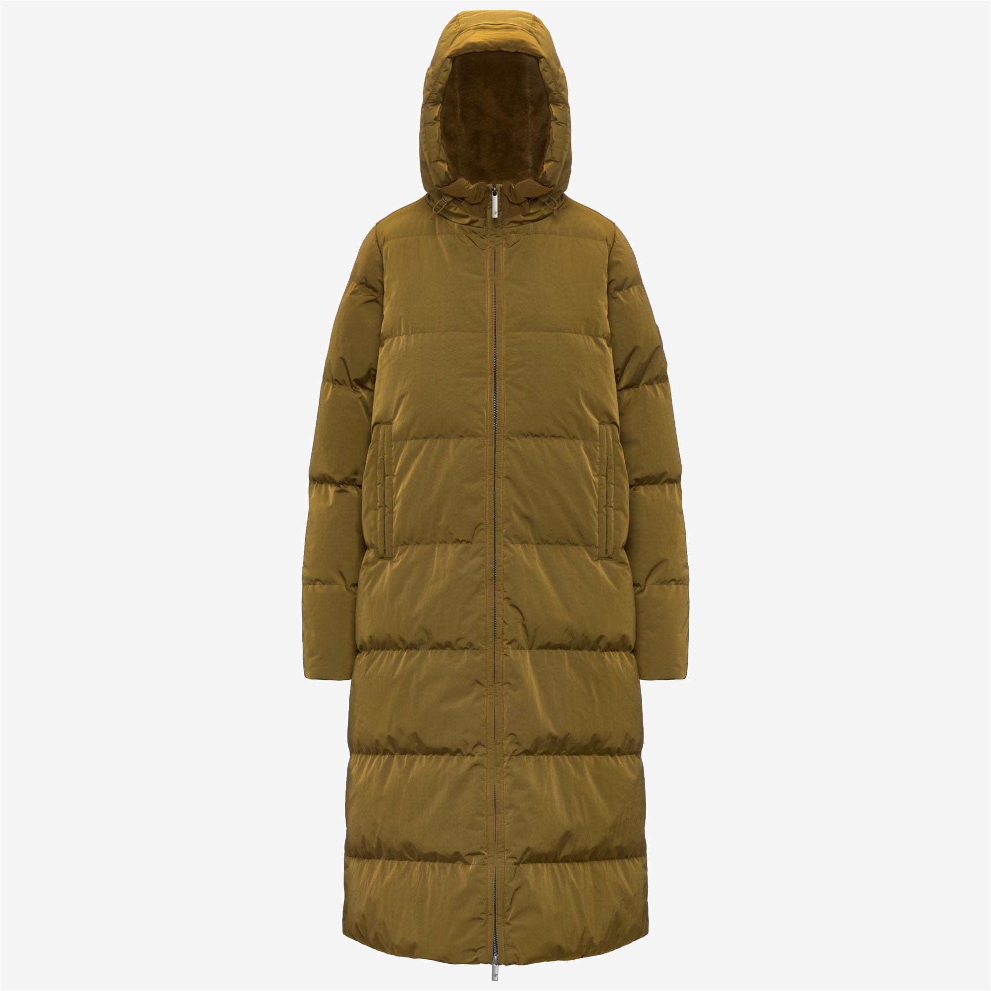 k-way-dina-shiny-nylon-fur-doudoune-longue-femme-brown image 5