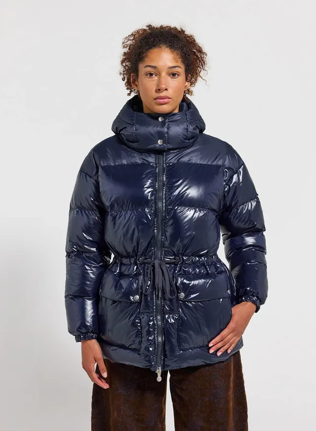 pyrenex-alexa-doudoune-brillante-capuche-femme-bleu-marine image 1