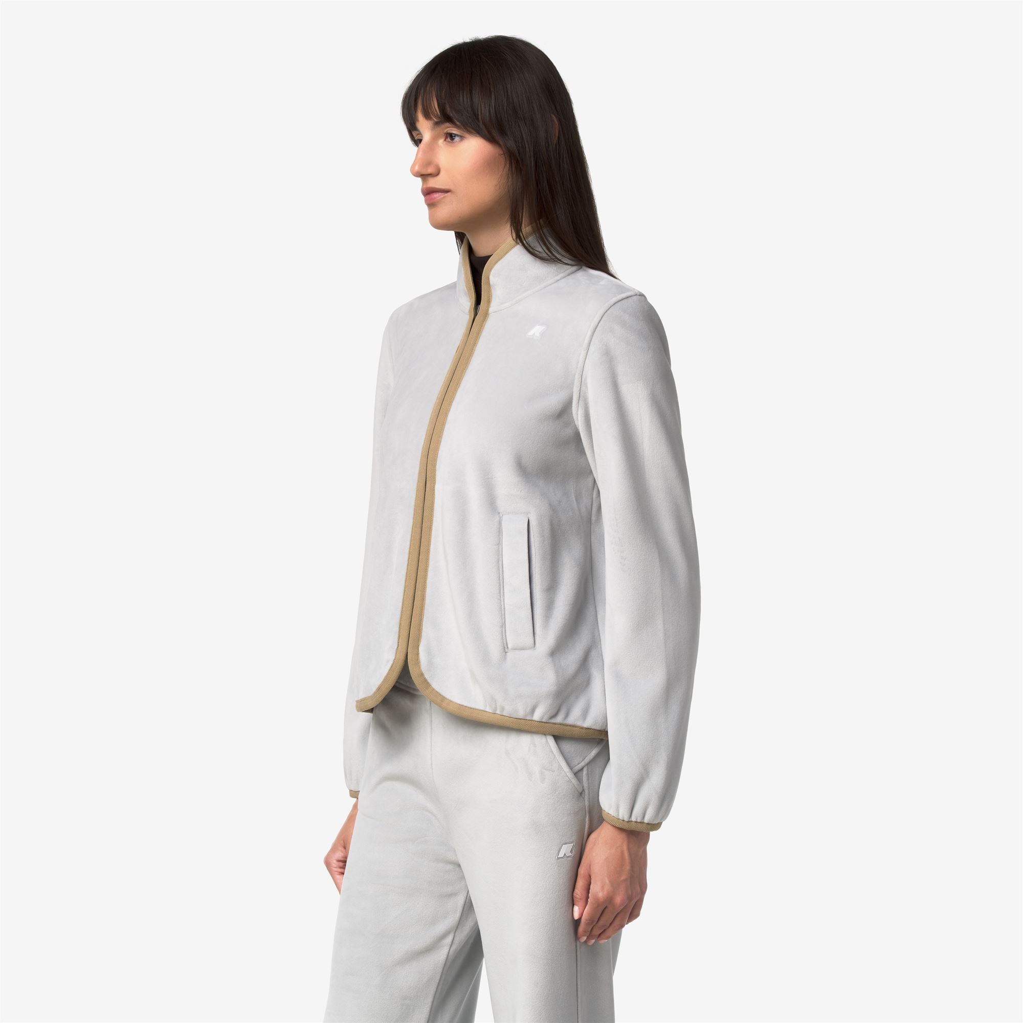 k-way-tuda-velour-polar-veste-polaire-femme-grey-ash-beige-khaki image 2