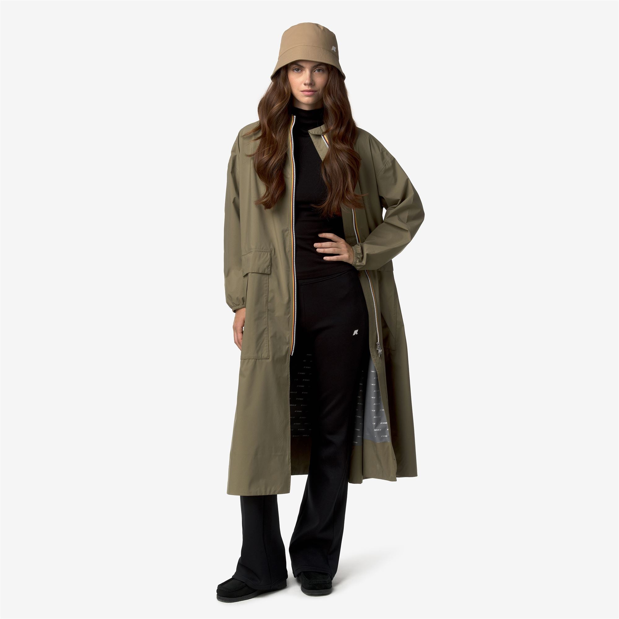 k-way-pernilla-stretch-dot-veste-longue-femme-green-army image 4