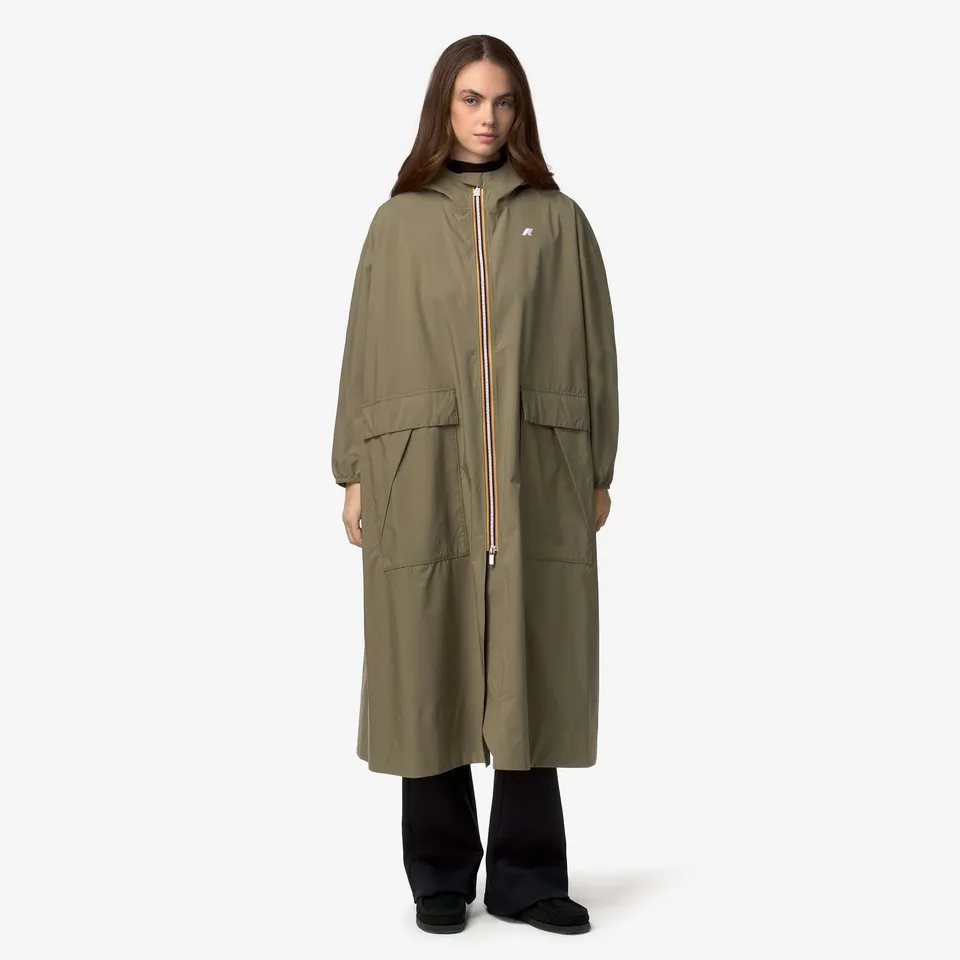 k-way-pernilla-stretch-dot-veste-longue-femme-green-army image 1
