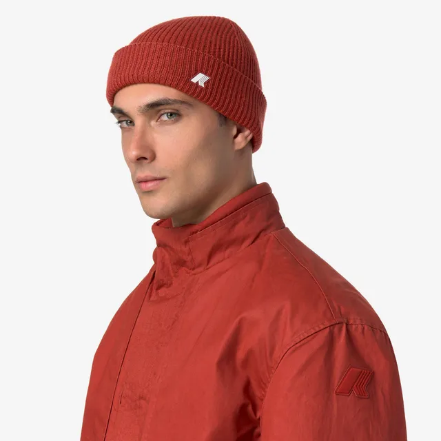k-way-brice-cardigan-stitch-wool-bonnet-unisexe-rouge-chili image 1