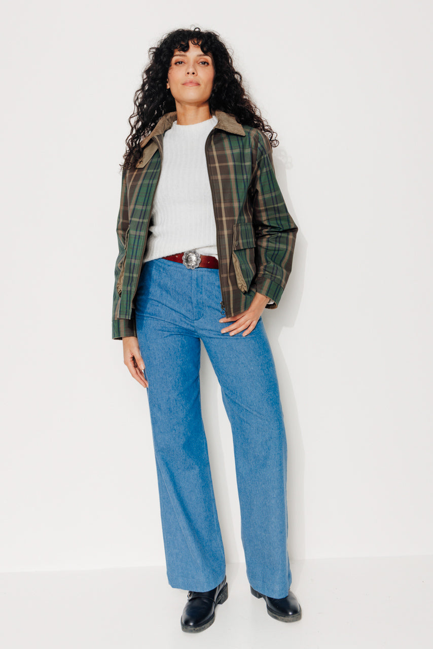 trench-coat-sorbus-imperm-able-court-oversize-tartan-coton-vert image 1