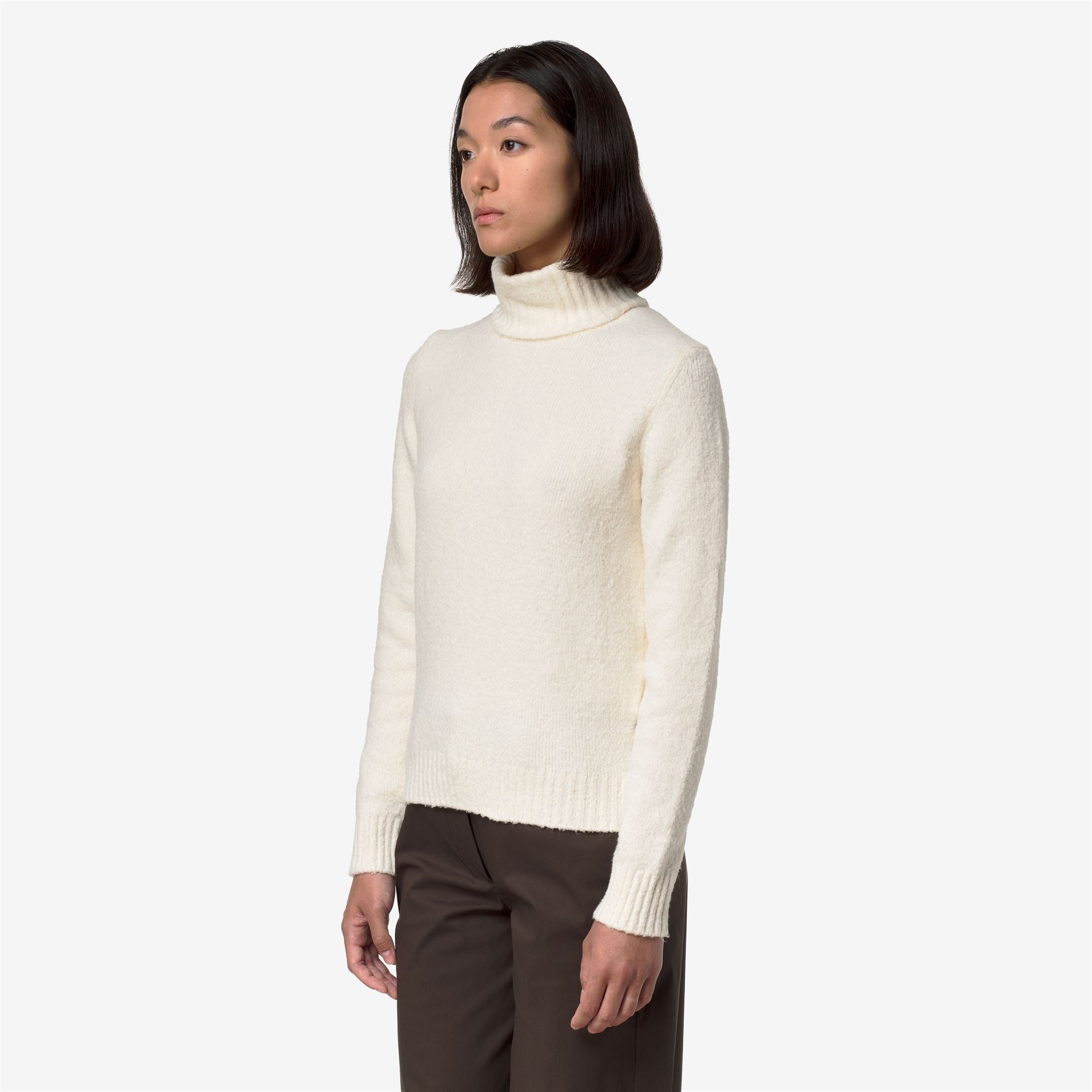 k-way-peggy-sponge-yarn-pull-col-roul-femme-white-natural image 2