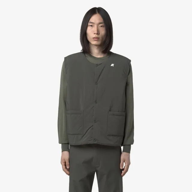 k-way-valty-plain-warm-gilet-homme-green-blackish image 1