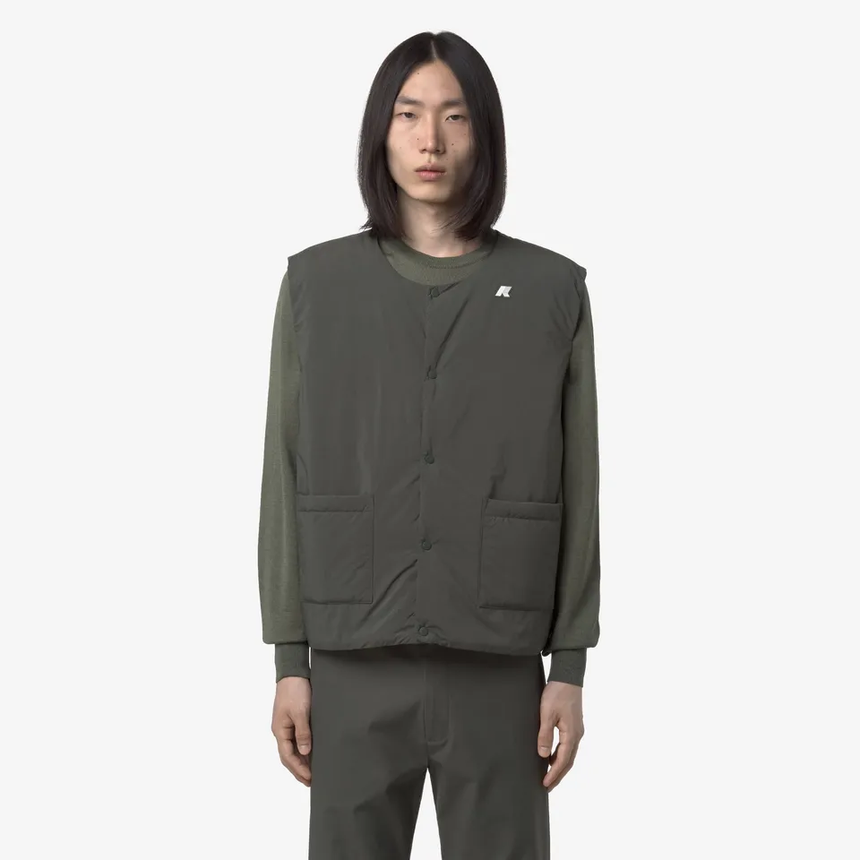 k-way-valty-plain-warm-gilet-homme-green-blackish image 1