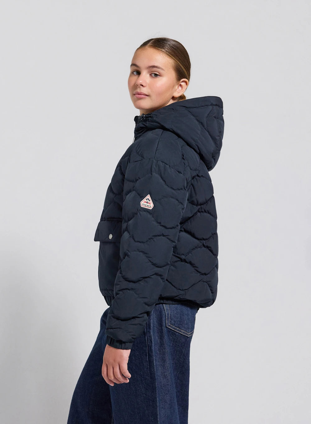 pyrenex-doudoune-bomber-capuche-enfant-beille-bleu-fonc image 6