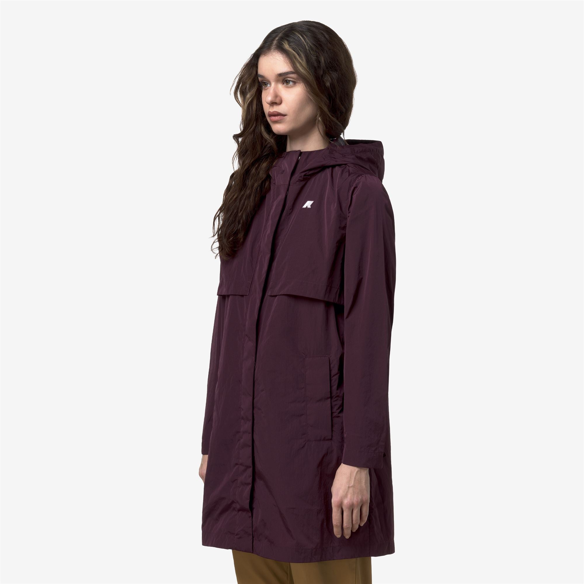 k-way-sophilene-satin-glass-veste-longue-femme-violet-mauve-wine image 2