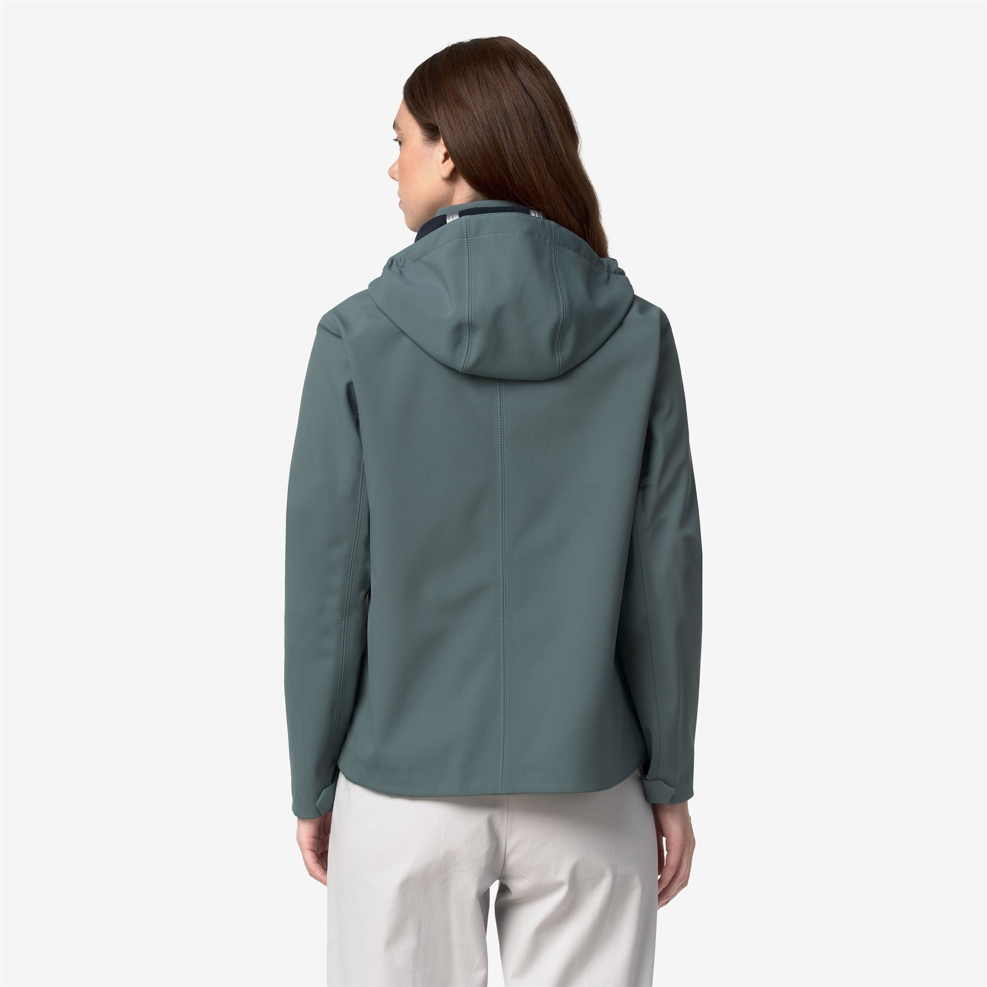 k-way-bleizou-bonded-trench-court-femme-green-balsam-blue-depth image 3