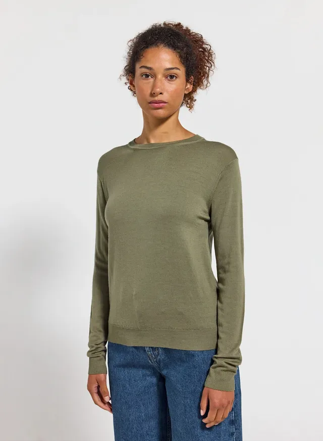 pyrenex-mysig-pull-col-rond-laine-m-rinos-femme-kaki image 1