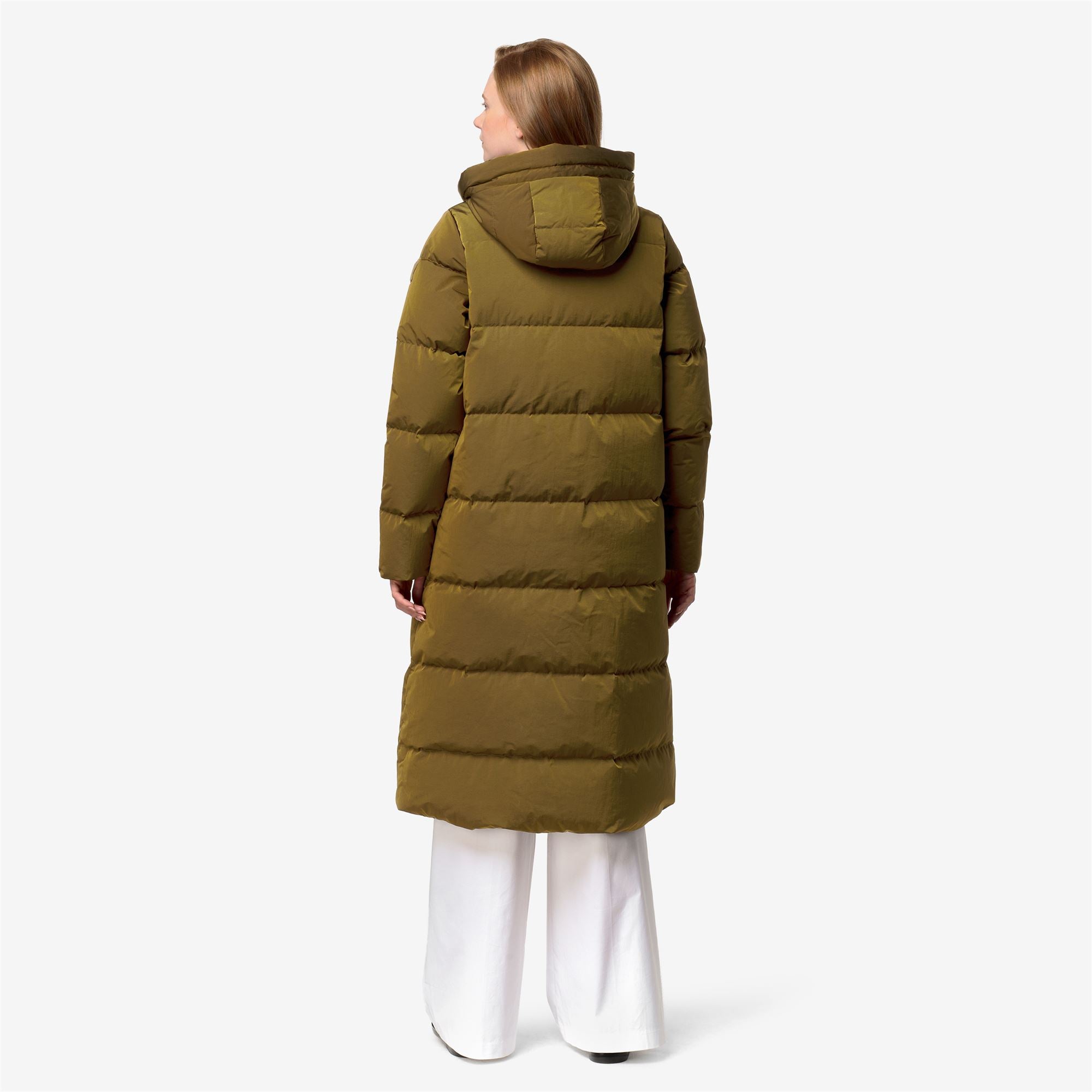 k-way-dina-shiny-nylon-fur-doudoune-longue-femme-brown image 3