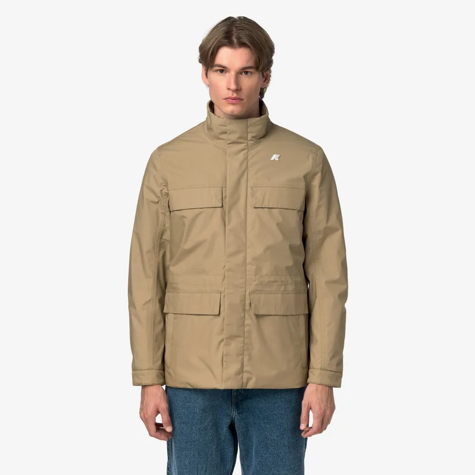 k-way-manuene-warm-micro-canvas-veste-milieu-homme-beige-khaki image 1
