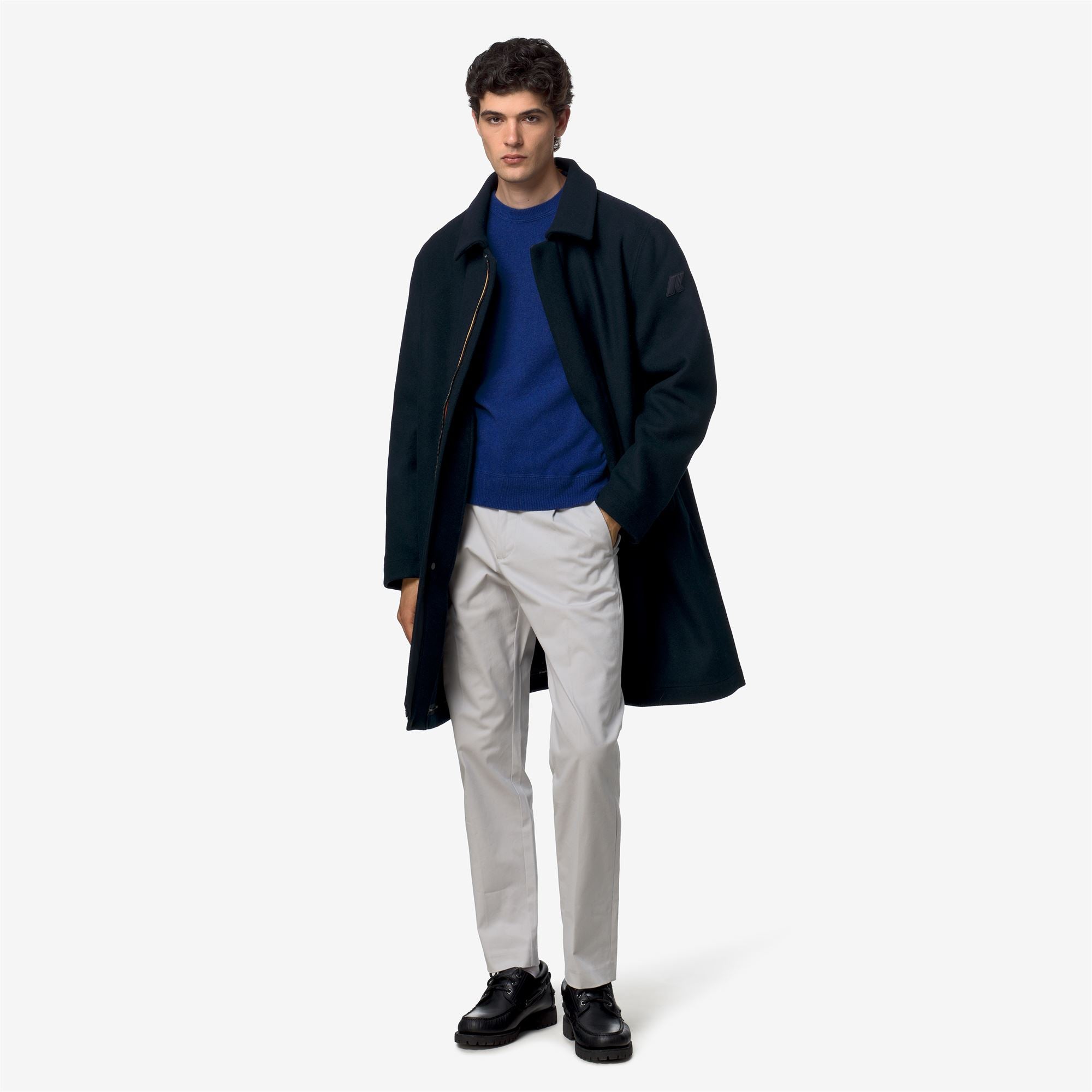 k-way-poirol-wool-nylon-manteau-3-4-homme-blue-depth-blue-wild image 4