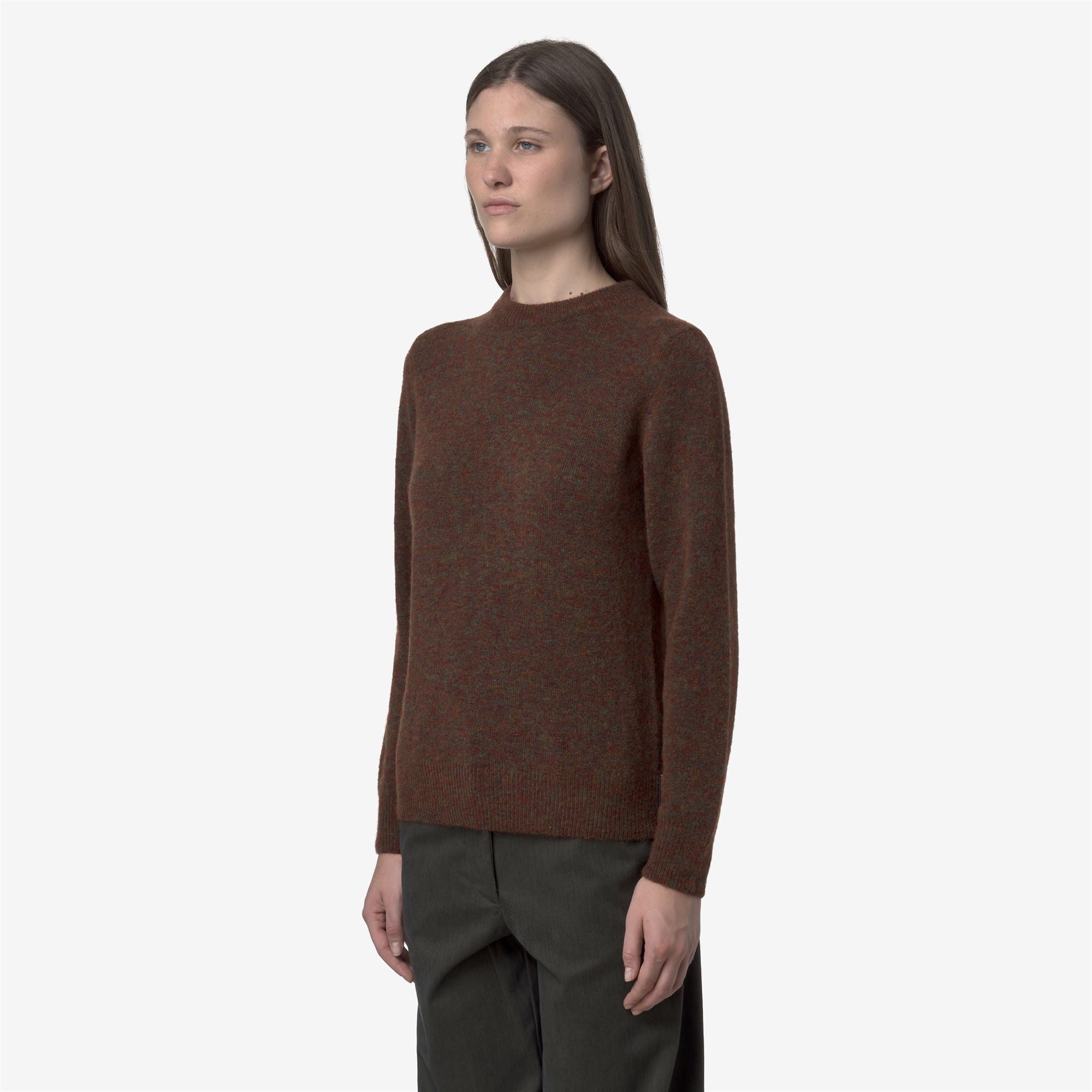 k-way-clarisse-wool-stretch-pull-femme-brown-coffee-mix image 2