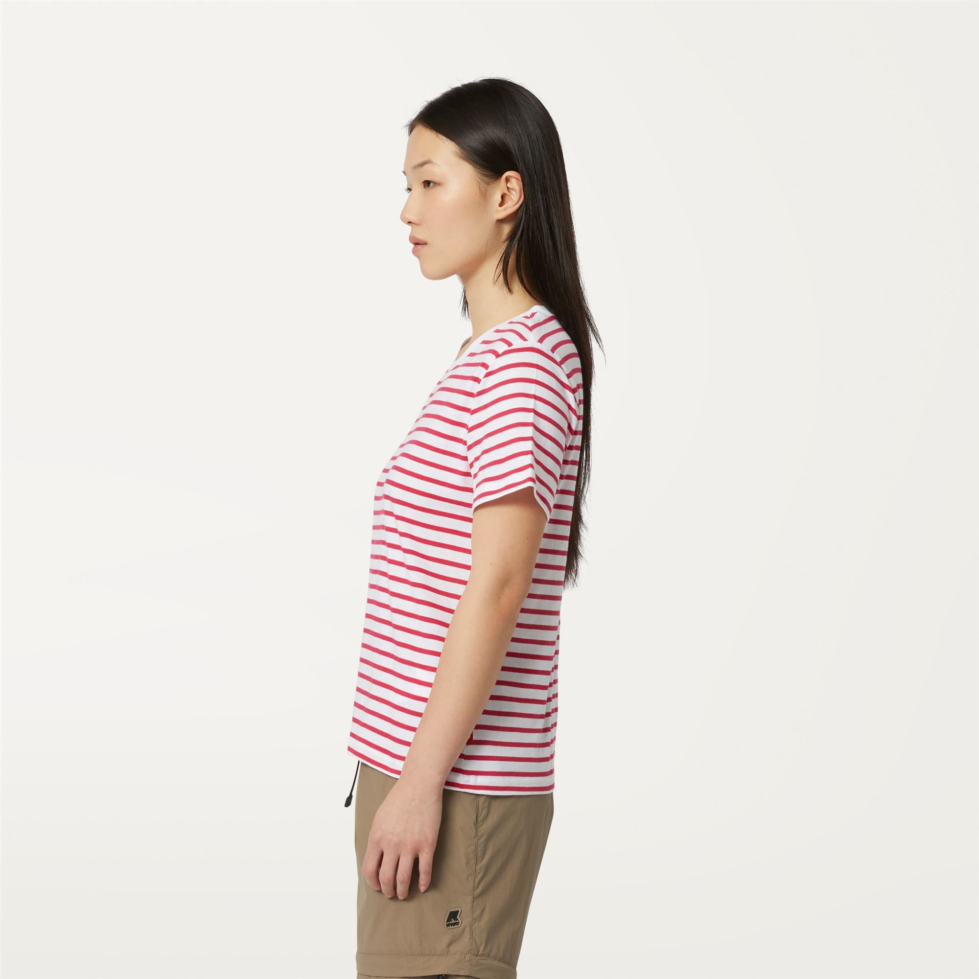 k-way-amalia-stripes-t-shirt-femme-white-red-berry image 2