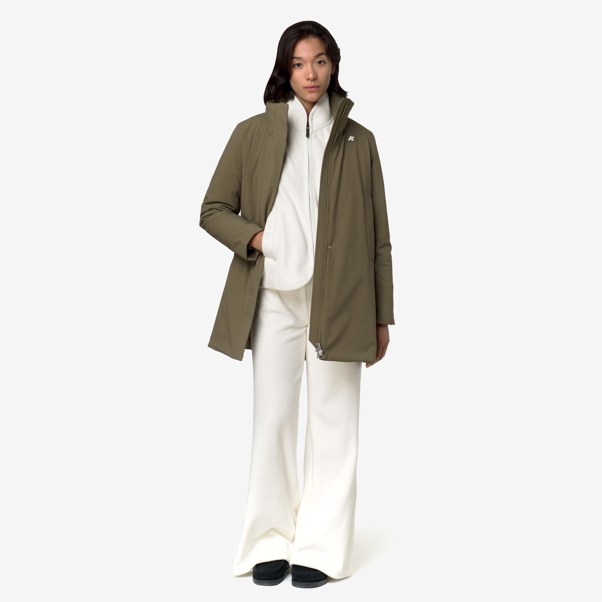k-way-marla-st-warm-veste-trois-quarts-femme-green-army image 4