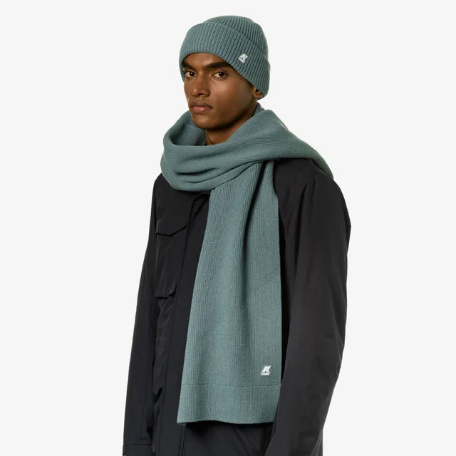 k-way-etienne-cardigan-stitch-wool-charpe-unisexe-green-acquamarina image 1