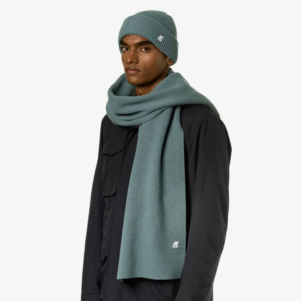 k-way-etienne-cardigan-stitch-wool-charpe-unisexe-green-acquamarina image 1