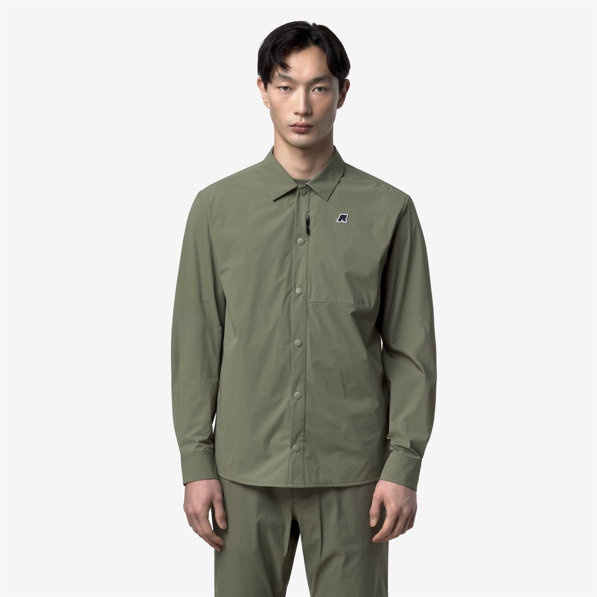 k-way-recher-chemise-longue-homme-technique-green-lichen image 1