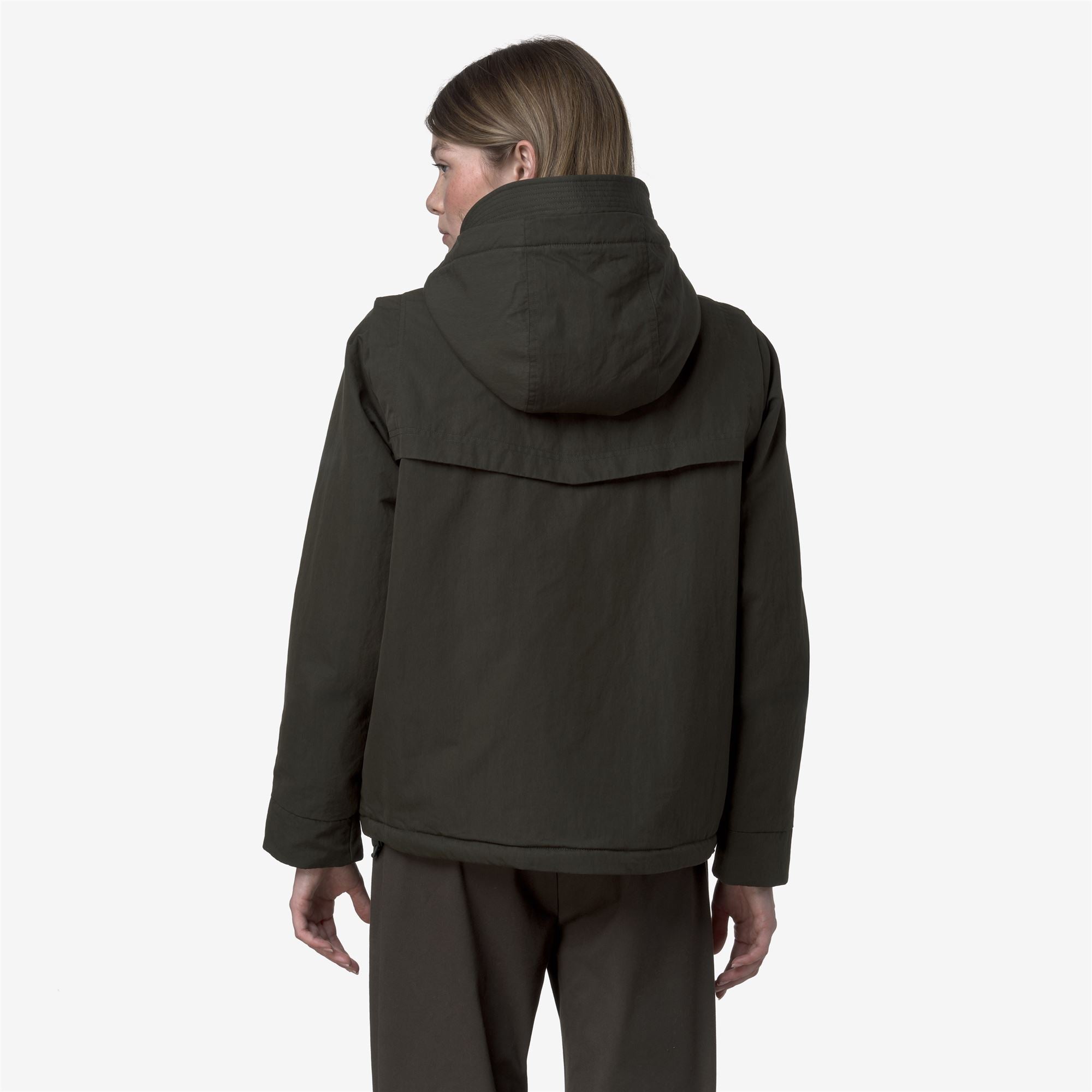 k-way-ideler-cotton-feel-parka-courte-femme-green-blackish-fur image 3