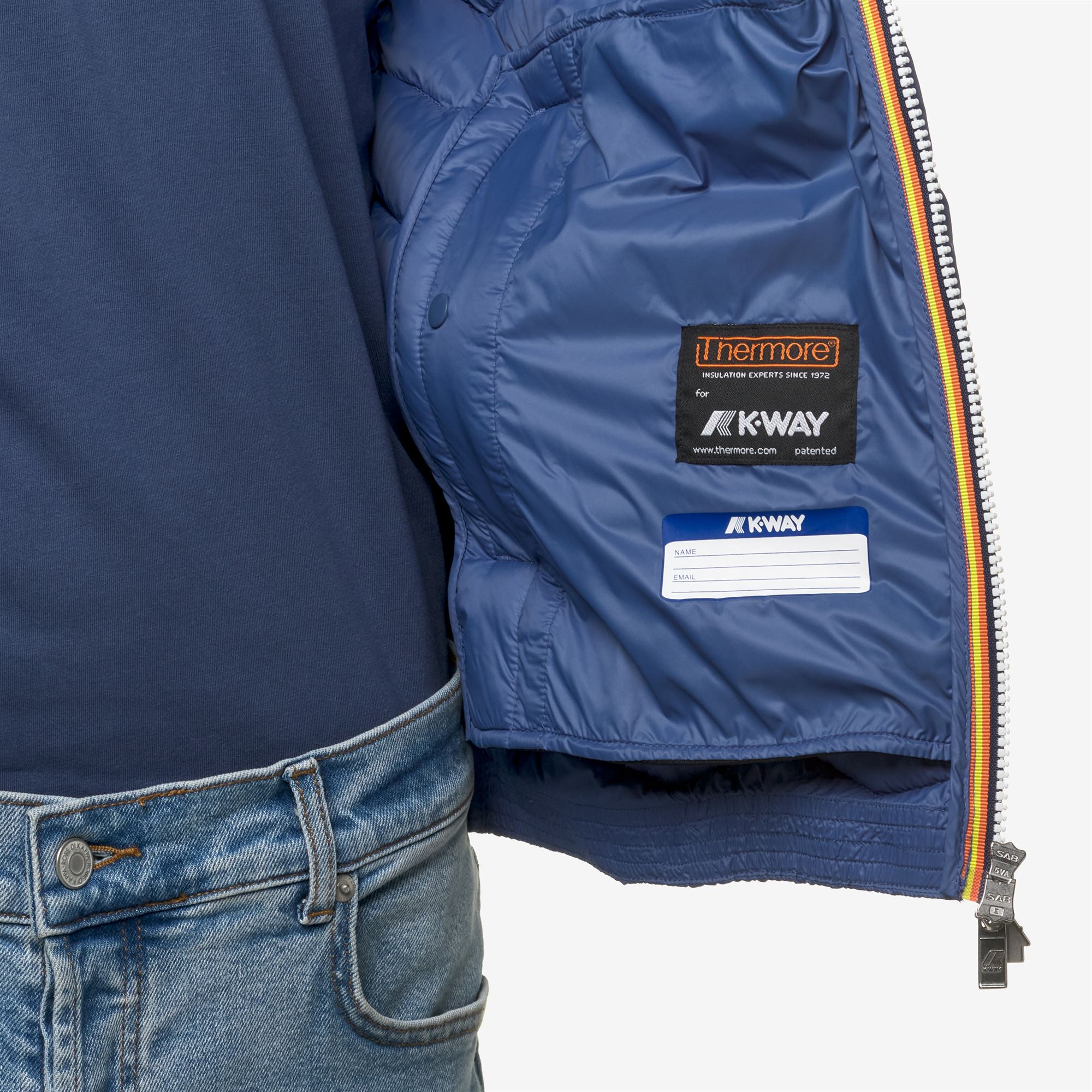 k-way-valentine-quilted-warm-veste-courte-homme-blue-fiord image 4