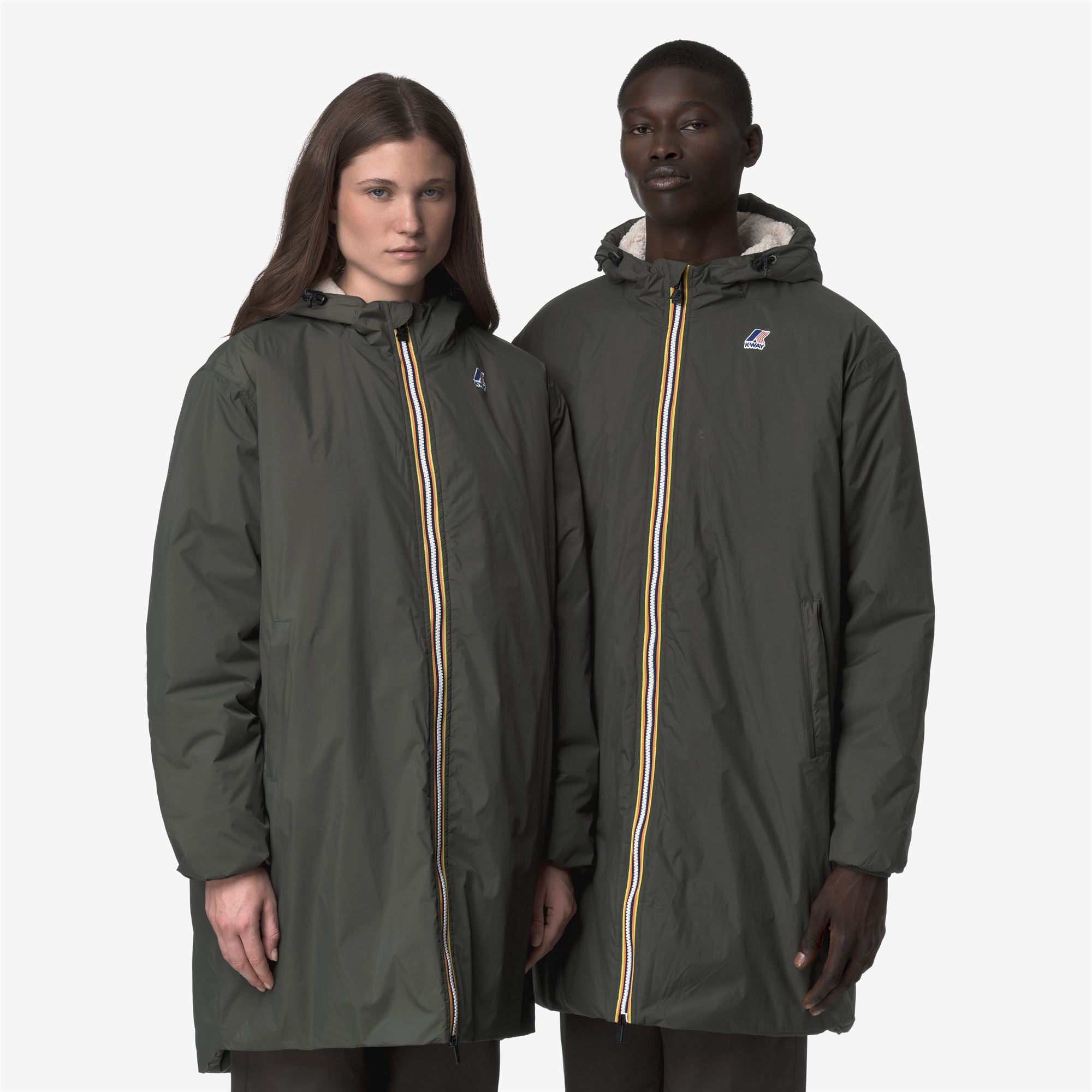 k-way-le-vrai-4-0-eiffel-east-orsetto-veste-3-4-unisexe-green-blackish image 4