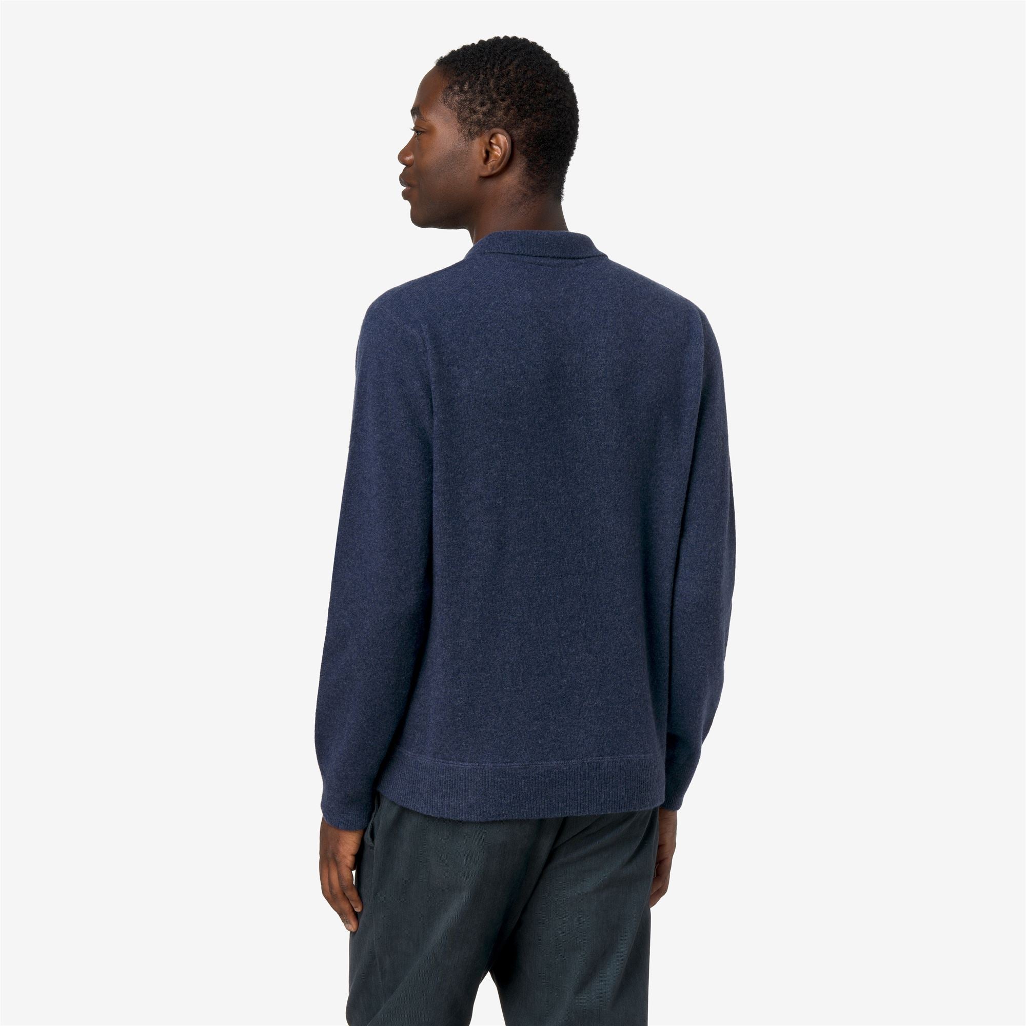 k-way-gleren-fleece-stitch-polo-maille-homme-blue-dusty image 3