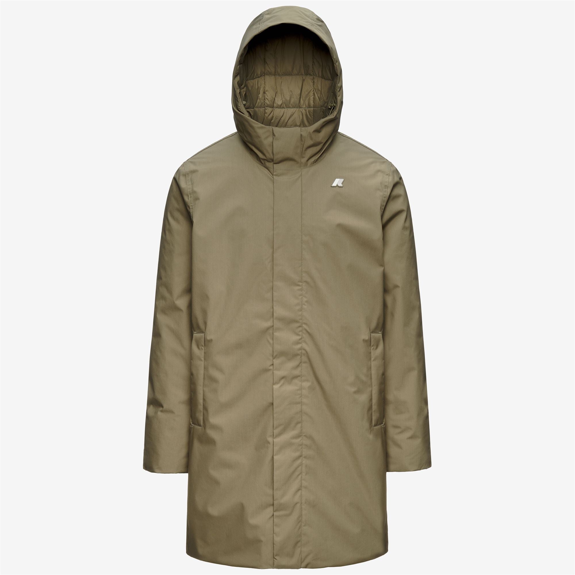 k-way-thomas-warm-micro-canvas-veste-longue-homme-green-army image 5
