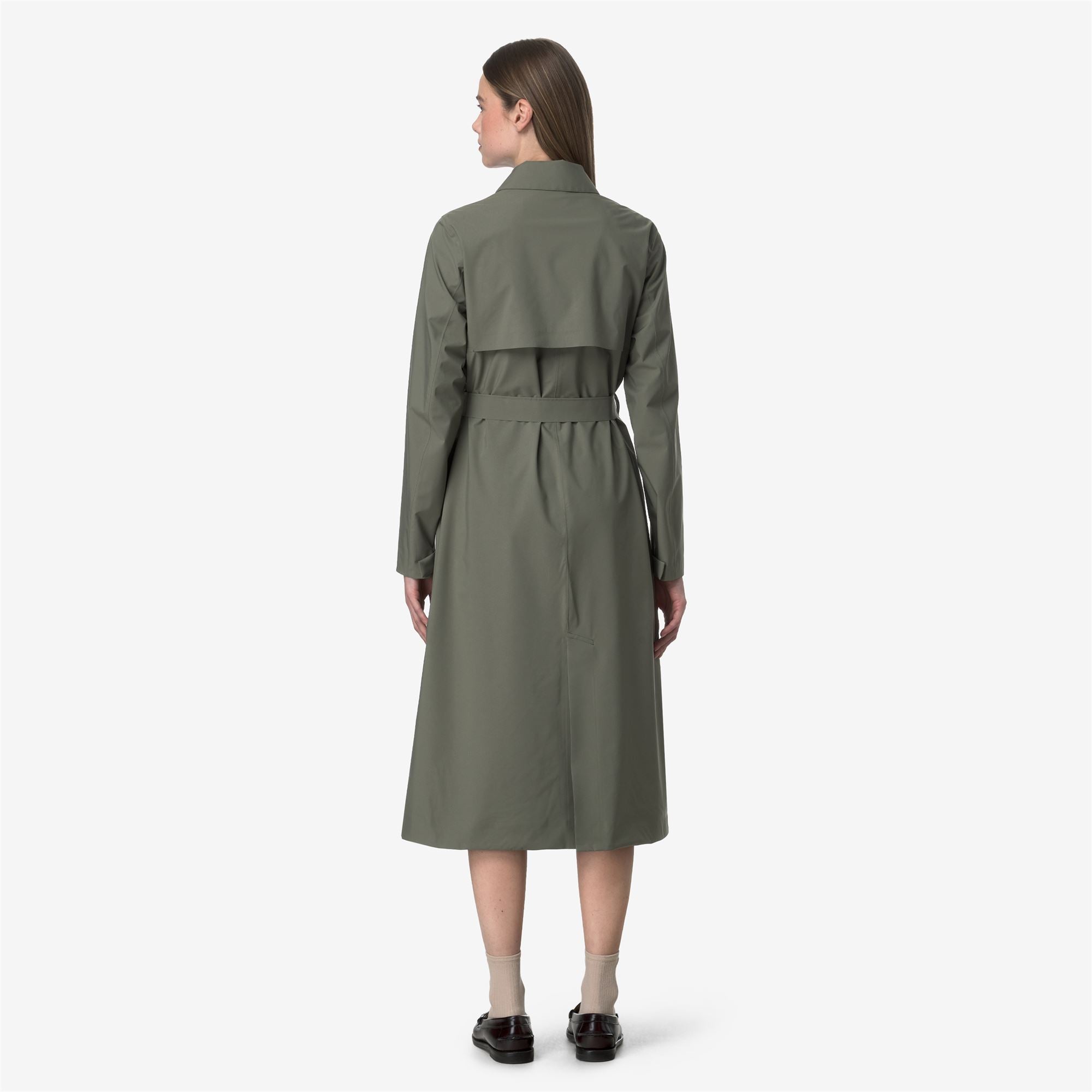 k-way-barbra-stretch-2l-veste-longue-femme-green-lichen image 3