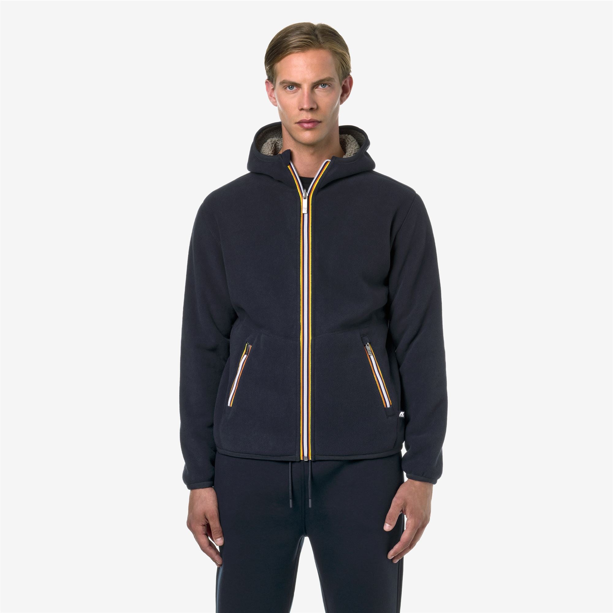k-way-jack-sherpa-polar-double-veste-polaire-homme-blue-depth-beige-taupe image 1
