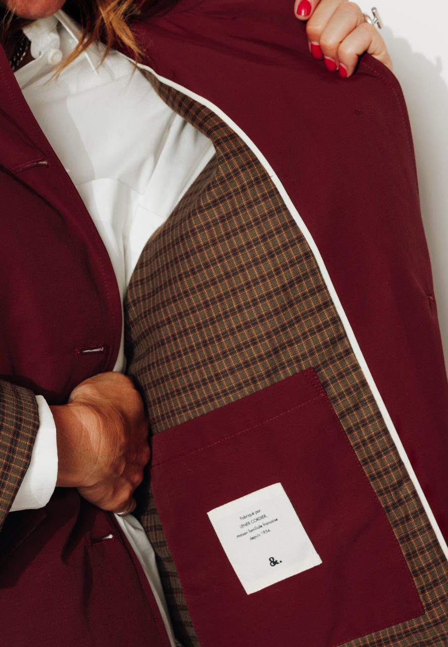 trench-coat-parrotia-imperm-able-mi-long-en-coton-d-perlant-bordeaux image 5