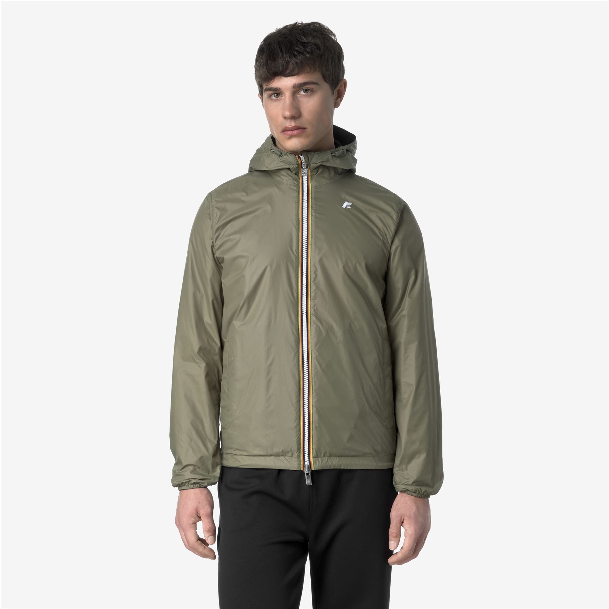 k-way-jake-plus-2-double-veste-court-r-versible-homme-black-pure-green-lichen image 4