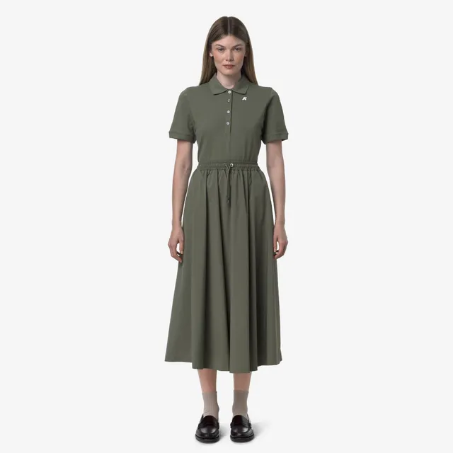 k-way-mosella-light-poplin-tech-jupe-longue-femme-green-lichen image 1