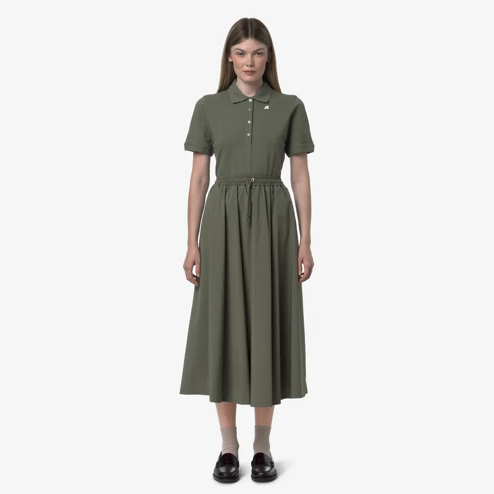 k-way-mosella-light-poplin-tech-jupe-longue-femme-green-lichen image 1