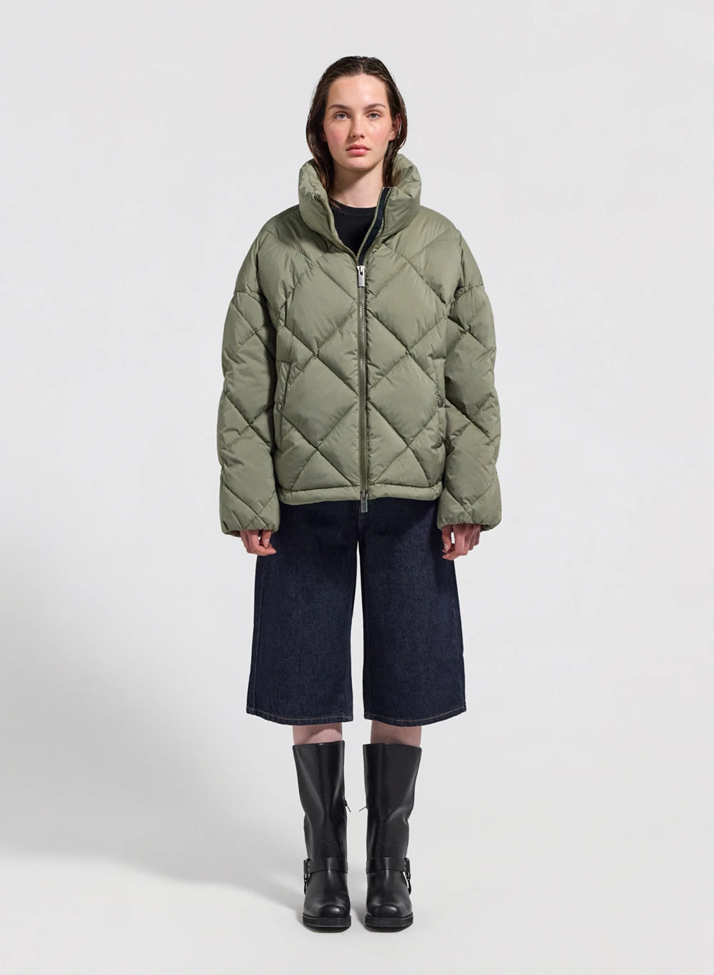 pyrenex-adele-doudoune-oversize-femme-col-enveloppant-kaki-clair image 2
