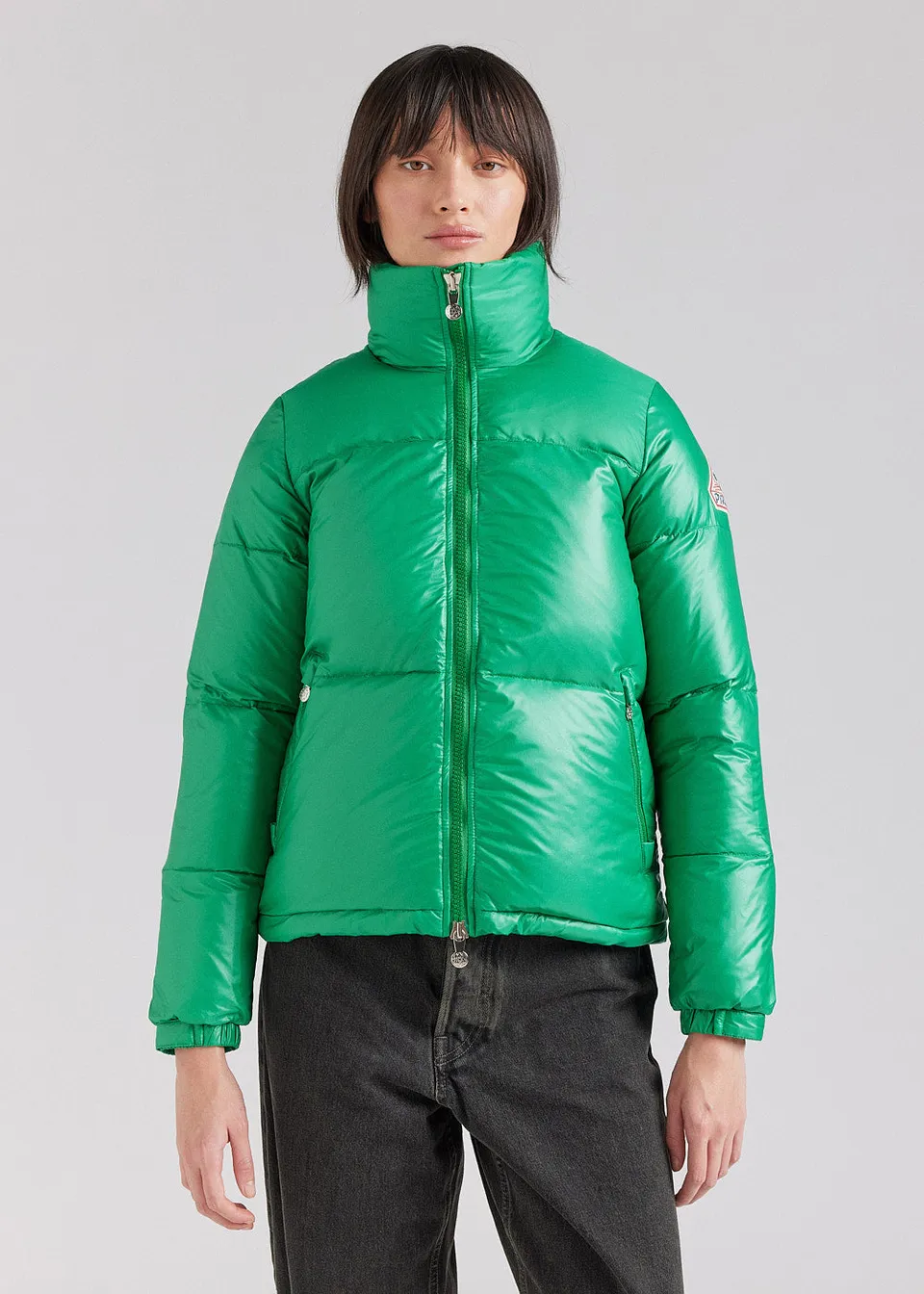 pyrenex-goldin-doudoune-femme-courte-brillante-verte image 1