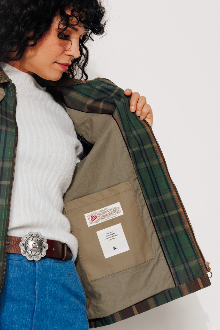 trench-coat-sorbus-imperm-able-court-oversize-tartan-coton-vert image 3