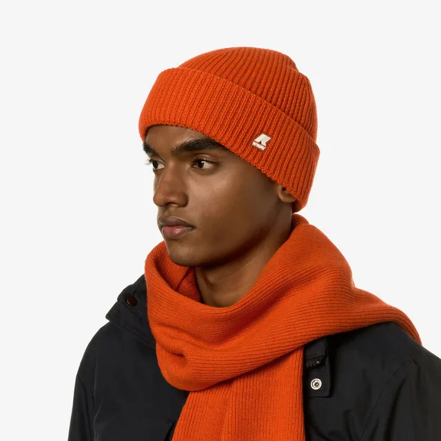 k-way-brice-cardigan-stitch-wool-bonnet-unisexe-orange-pumpkin image 1