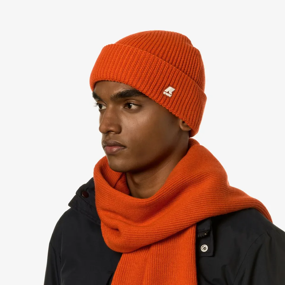 k-way-brice-cardigan-stitch-wool-bonnet-unisexe-orange-pumpkin image 1