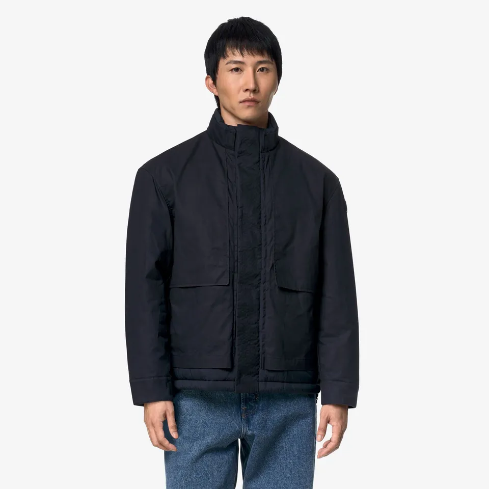 k-way-cargi-wax-cotton-nylon-veste-court-homme-blue-depth image 1