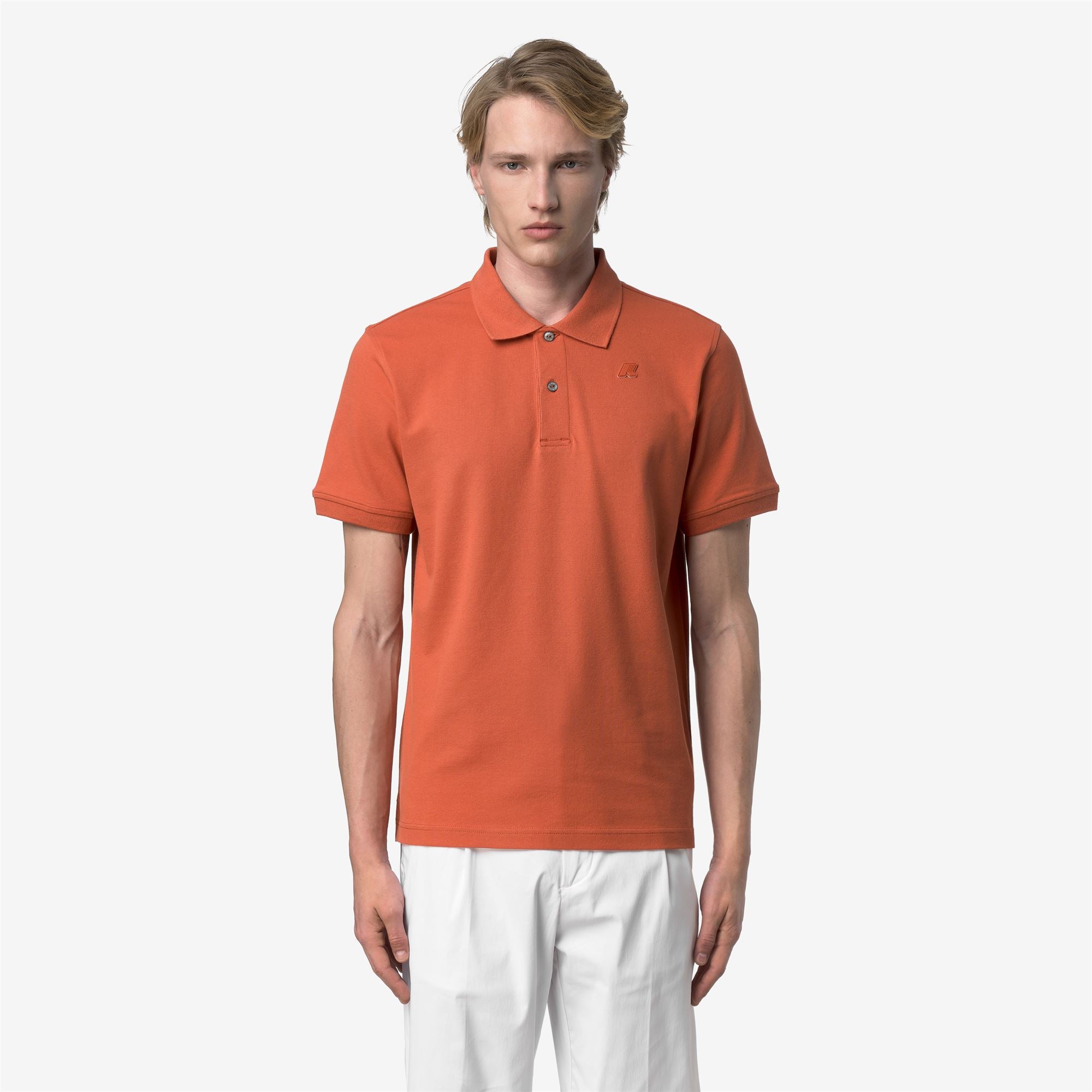 k-way-amedee-pique-slim-polo-homme-orange-brownish image 1