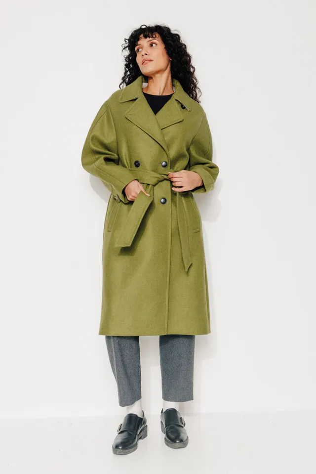 trench-coat-troene-manteau-long-oversize-gabardine-laine-recycl-e-vert image 1