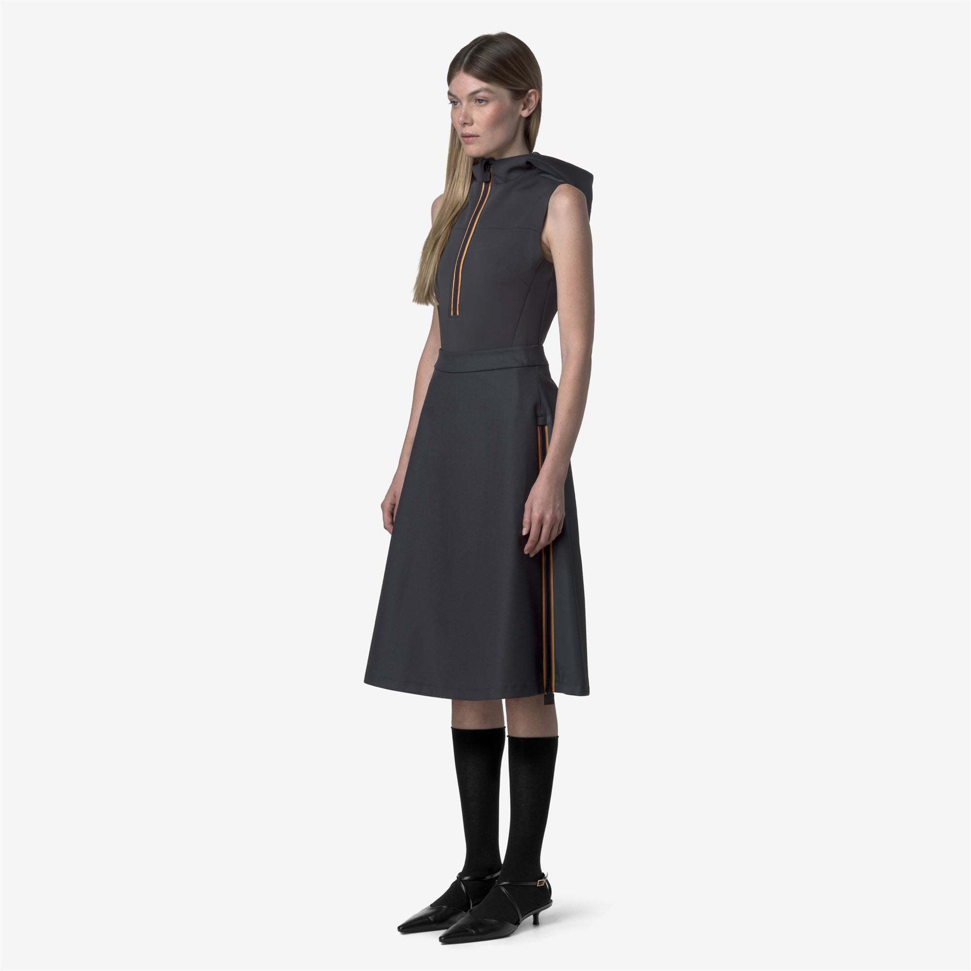 k-way-sherry-wool-shiny-twill-jupe-midi-femme-blue-night image 2