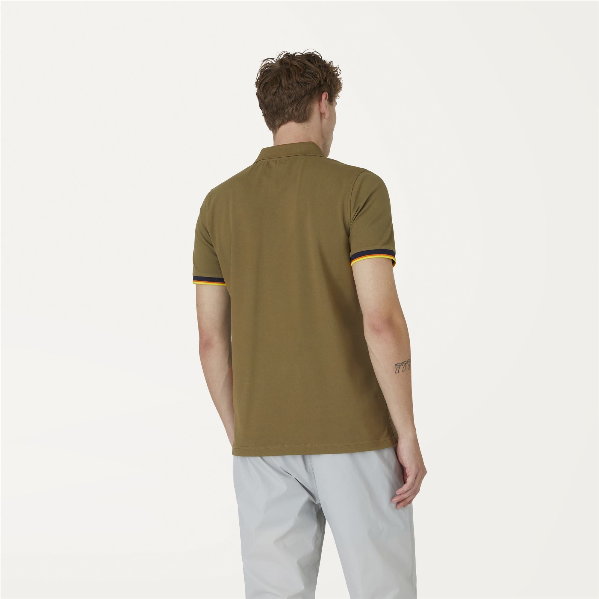 k-way-vincent-contrast-stretch-polo-homme-green-burnt image 3