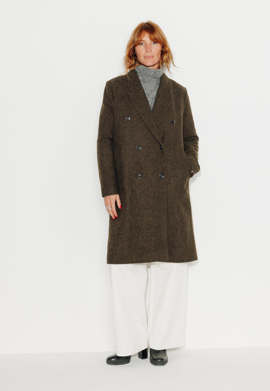 trench-coat-peuplier-manteau-mi-long-droit-en-drap-de-laine-shetland-marron image 1