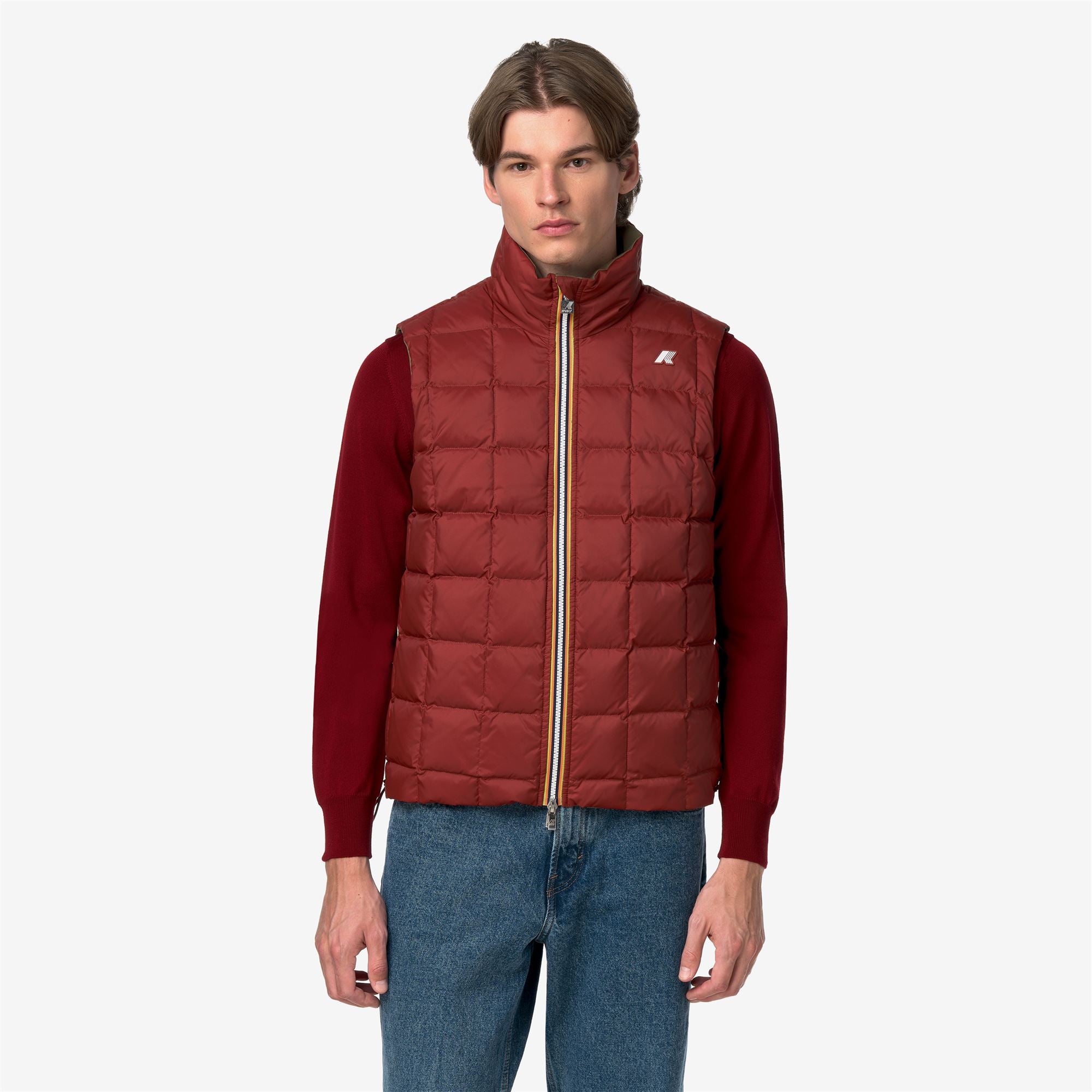 k-way-valen-st-thermo-double-gilet-homme-green-army-red-dk-chili image 7