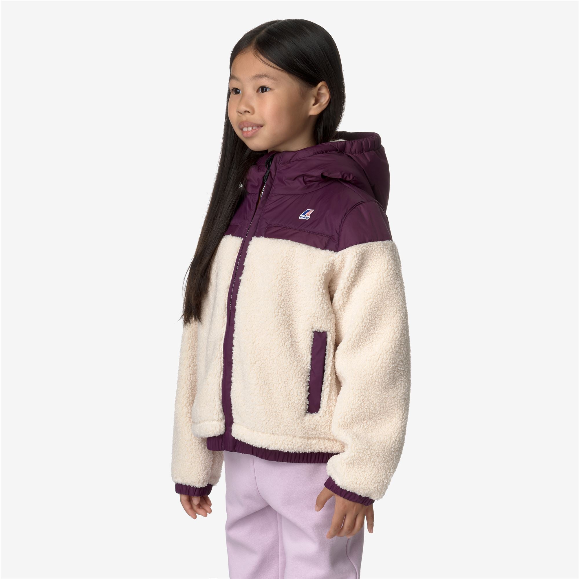 k-way-p-jildaz-orsetto-veste-polaire-enfant-ecru-violet-dk-purple image 2